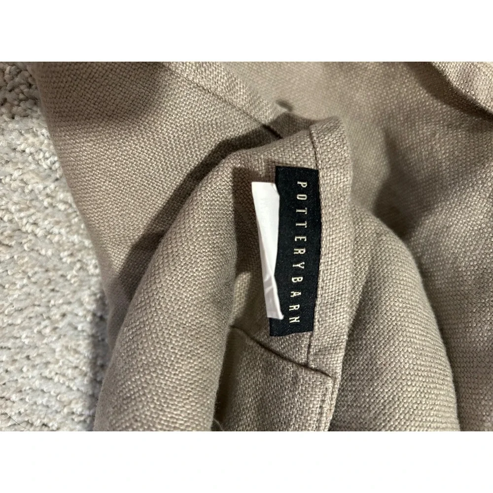 Pottery Barn 48x84 Linen Curtain‎ Panel Tab Top Window taupe satin stripe